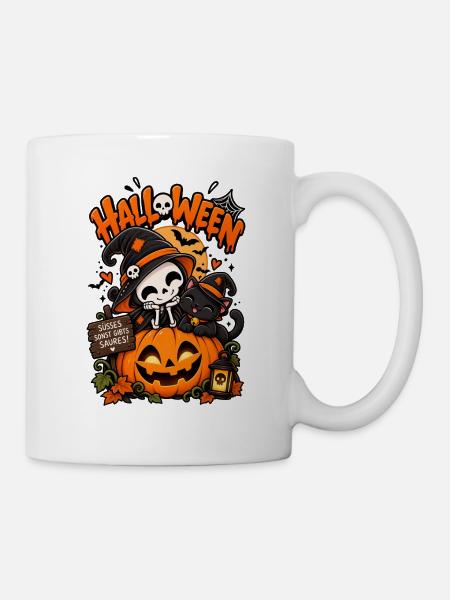 Süßes Kürbis-Halloween-Duo - Tasse - Weiß