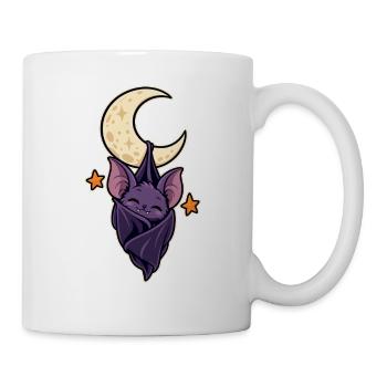 Schlafende Fledermaus auf dem Mond - Tasse - Weiß - Rechts
