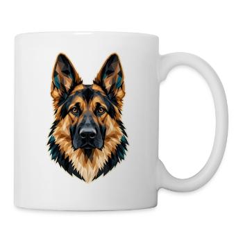 Schäferhund Porträt - Geometrische Hundekunst - Tasse - Weiß - Rechts