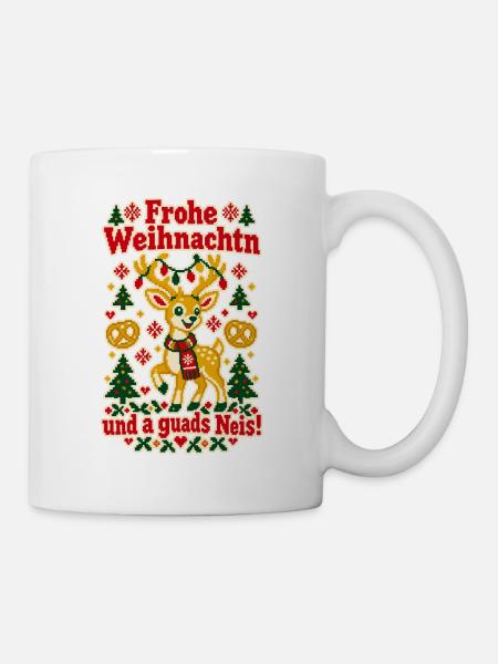 Frohe Weihnachtn a guads Neis - Tasse - Weiß