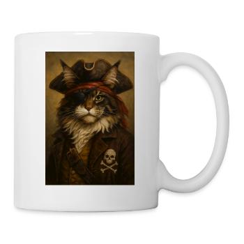 Piratenkatze mit Augenklappe - Tasse - Weiß - Rechts