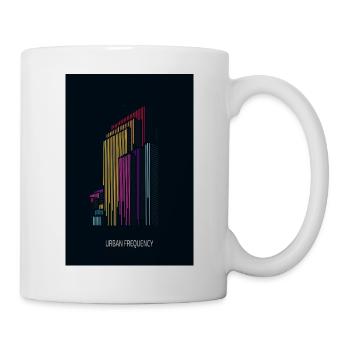 Urban Frequency – Moderne Skyline mit Schriftzug - Tasse - Weiß - Rechts