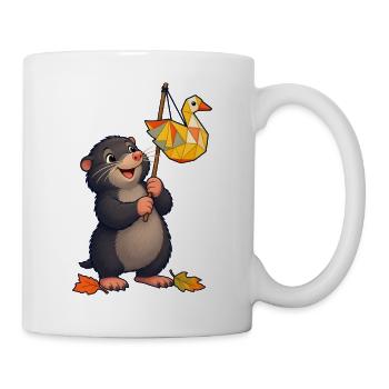 Maulwurf mit fröhlichem Gänse-Lampion - Tasse - Weiß - Rechts