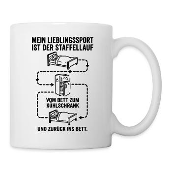 Bett und Kühlschrank Staffellauf - Tasse - Weiß - Rechts