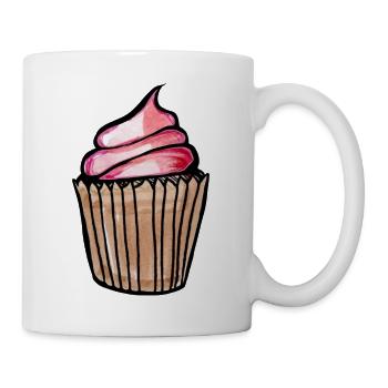 Cupcake-Wirbel-Skizze auf Schwarz - Tasse - Weiß - Rechts