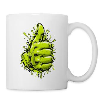 Neon Grüner Daumen Graffiti - Tasse - Weiß - Rechts
