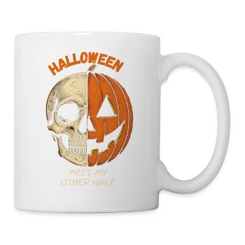 Halloween Skull Pumpkin Lernt meine andere Hälfte kennen - Tasse - Weiß - Rechts