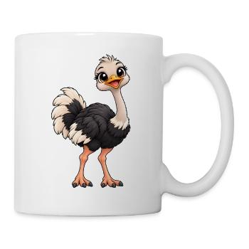 Vogelstrauß Kawaii Style – Süßer Laufvogel - Tasse - Weiß - Rechts