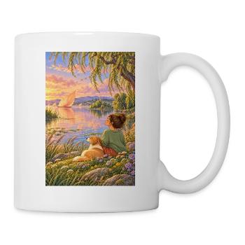 Frau und Hund am Traumsee - Tasse - Weiß - Rechts