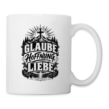 Glaube. Hoffnung. Liebe. – 1. Korinther 13,13 - Tasse - Weiß - Rechts