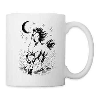 Himmlische Pferde-Halbmond-Tuschzeichnung - Tasse - Weiß - Rechts