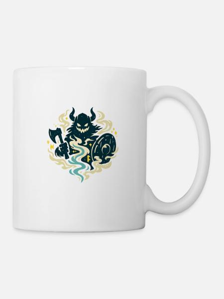 Dämonischer Krieger mit Axt - Tasse - Weiß