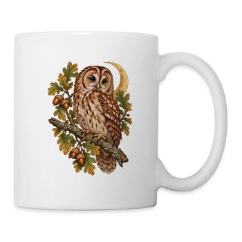 Waldkauz auf Eichenast - Tasse - Weiß - Rechts
