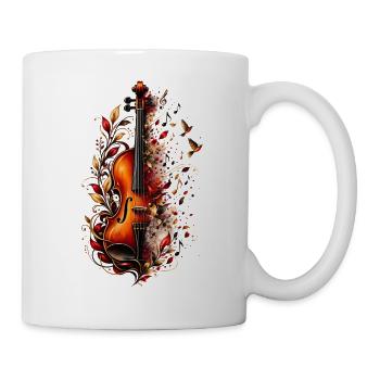 Violine mit Blumen und Musiknoten – Geige Klassik - Tasse - Weiß - Rechts