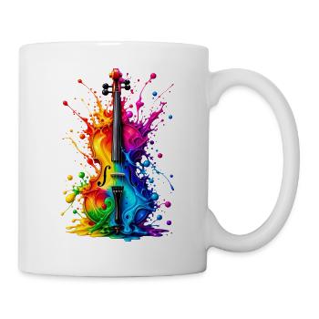 Bunte Violine Regenbogen Geige Musik Farbspritzer - Tasse - Weiß - Rechts