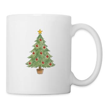 Weihnachtsbaum im Topf mit roten Ornamenten - Tasse - Weiß - Rechts