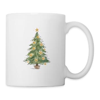 Eleganter Weihnachtsbaum mit goldenen Ornamenten - Tasse - Weiß - Rechts