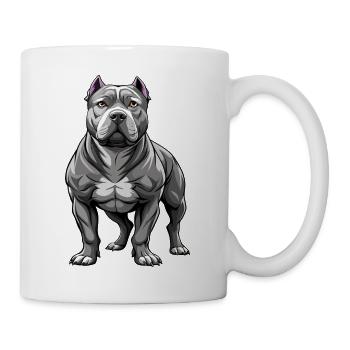 Muskulöser Pitbull - Tasse - Weiß - Rechts