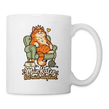 Mein Kater hat mich adoptiert - Tasse - Weiß - Rechts