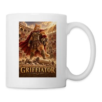 Griffiator: Gladiatorkatze - Tasse - Weiß - Rechts