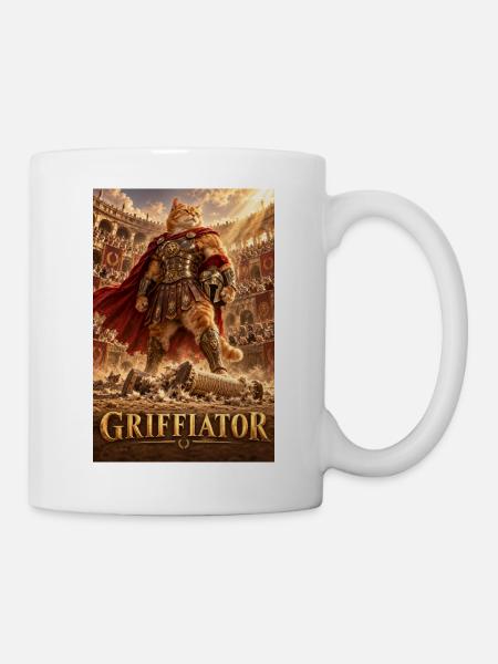 Griffiator: Gladiatorkatze - Tasse - Weiß