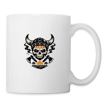 Viking Schädel mit Feueruntergang - Tasse - Weiß - Rechts