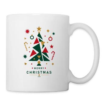 Geometrischer Weihnachtsbaum mit Dekoration - Tasse - Weiß - Rechts