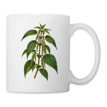 Brennnessel Botanische Wildkräuter Illustration - Tasse - Weiß - Rechts