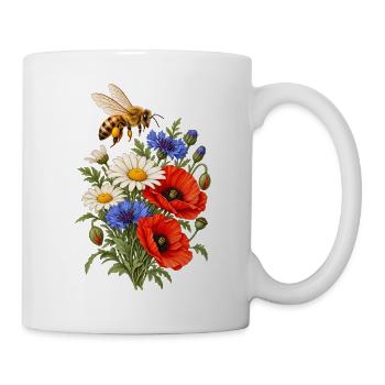 Biene zwischen Wildblumen Naturgarten - Tasse - Weiß - Rechts