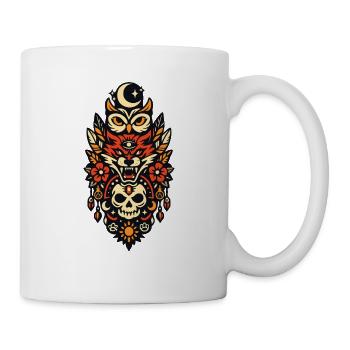Mondtotem Wolfsschädel Blüten - Tasse - Weiß - Rechts