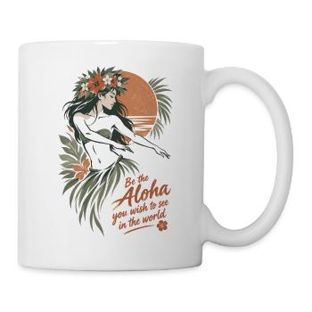 Elegante Hula Tänzerin mit Boho Blumenkrone - Tasse - Weiß - Rechts