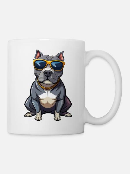 Hund mit Sonnenbrille - Tasse - Weiß