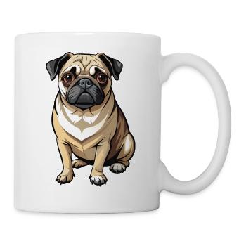 Mopshund-Sitten - Tasse - Weiß - Rechts