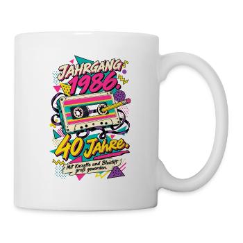 Jahrgang 1986 Kassette Bleistift - Tasse - Weiß - Rechts