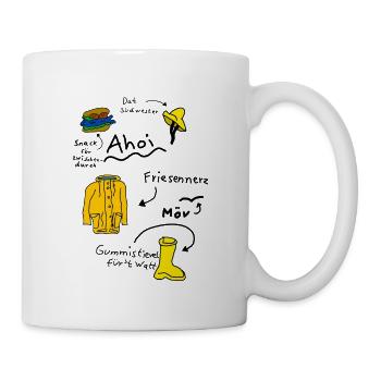 AHOI Wattwandern Nordsee Maritim Snack Platt Moin - Tasse - Weiß - Rechts