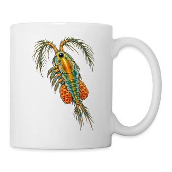 Ruderfußkrebs – Bunte Mikroskopie Tierkunst - Tasse - Weiß - Rechts