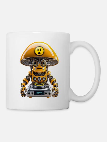 Glossy_Mushroom_Robot_DJ - Tasse - Weiß