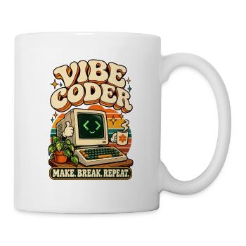 Vibe Coder Retro Computer macht Pause Wiederholung - Tasse - Weiß - Rechts