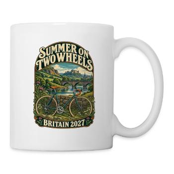 Großbritannien 2027 Sommer zweirädriges Retro-Fahrrad - Tasse - Weiß - Rechts