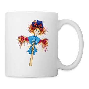 Blau-Karo-Vogelscheuche-Zauber - Tasse - Weiß - Rechts