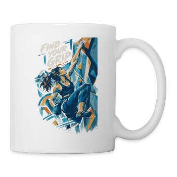 Bouldern Kunst Frau Spruch: Find your Grip Deko - Tasse - Weiß - Rechts