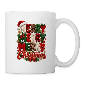 Weihnachtstextur mit Leoparden - Tasse - Weiß - Rechts