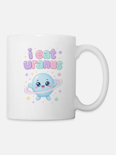I eat Uranus – kawaii Planet - Tasse - Weiß