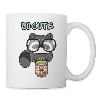 So süße Waschbärgläser Teetrinker Kawaii Kunst - Tasse - Weiß - Rechts