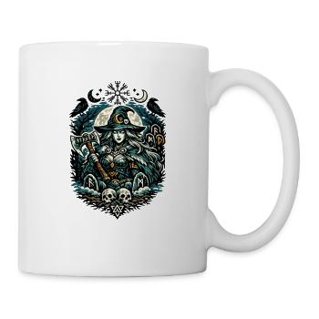 Mondhexenkapitänin mit Axt im Nachtwald - Tasse - Weiß - Rechts