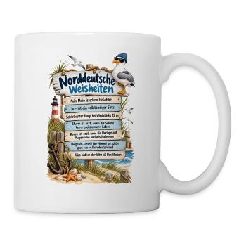 Norddeutsche Weisheiten | Moin, Meer und Humor See - Tasse - Weiß - Rechts