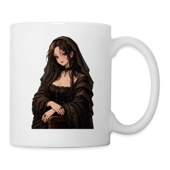 Mona Lisa in schwarzer Spitze - Tasse - Weiß - Rechts