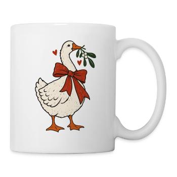 Weihnachtsgans Schleife Mistelzweig Coquette Gans - Tasse - Weiß - Rechts