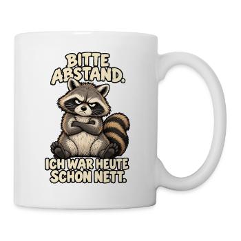 Waschbär Bitte Abstand - Tasse - Weiß - Rechts