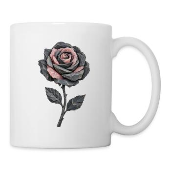 Schwarze Steinrose und Rosenquarz Ewige Blume - Tasse - Weiß - Rechts